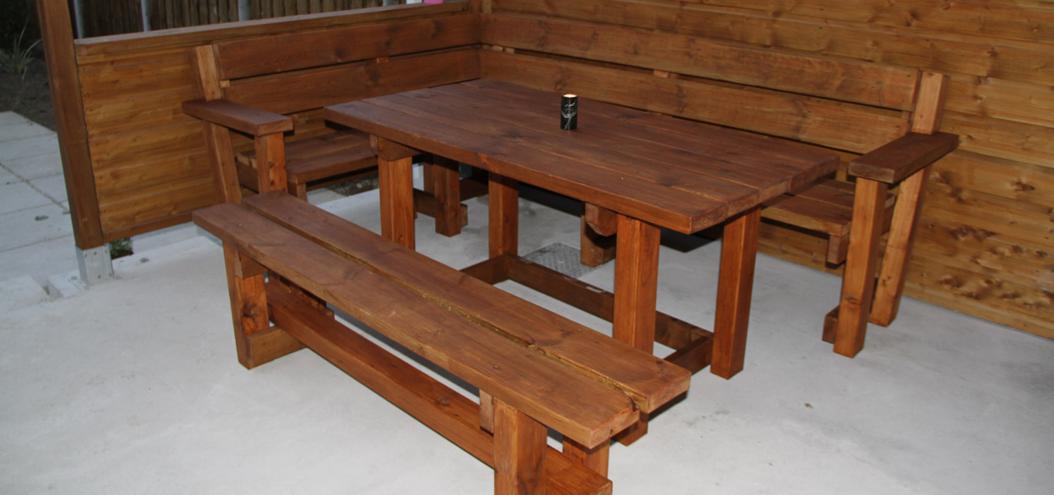 Corner Bench and Table Set 3
